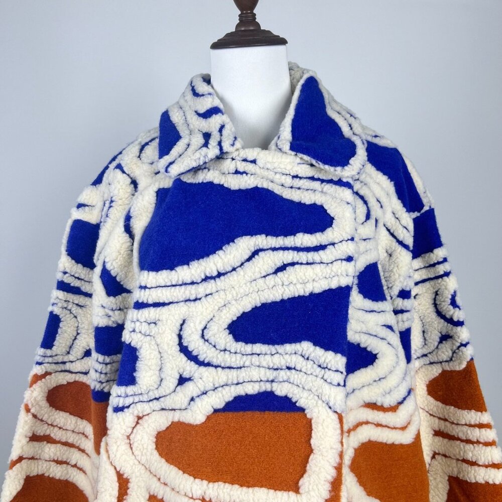 NWOT Farm Rio Wool Blend Hearts Fleece Oversized Coat Size M Multicolor - Picture 3 of 12